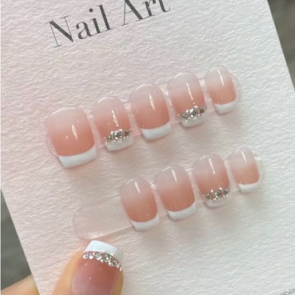 10Pcs XS Short Natural Pink Wearable Full Cover Press On French Nails Decoration - Picture 1 of 6